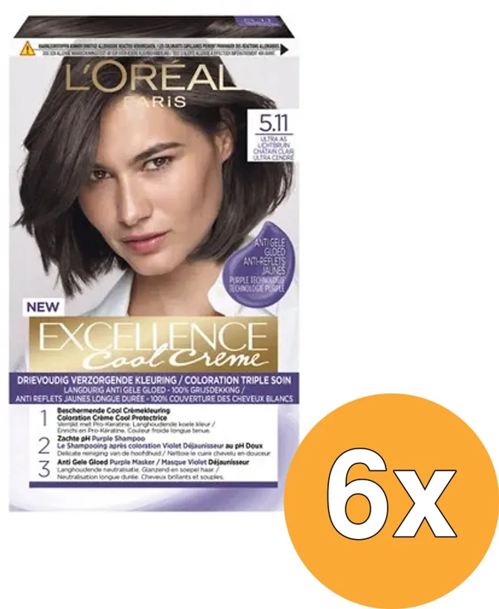 L'Oréal Paris Excellence Cool Cream 5.11 Ultra Ash - 6 Stuks