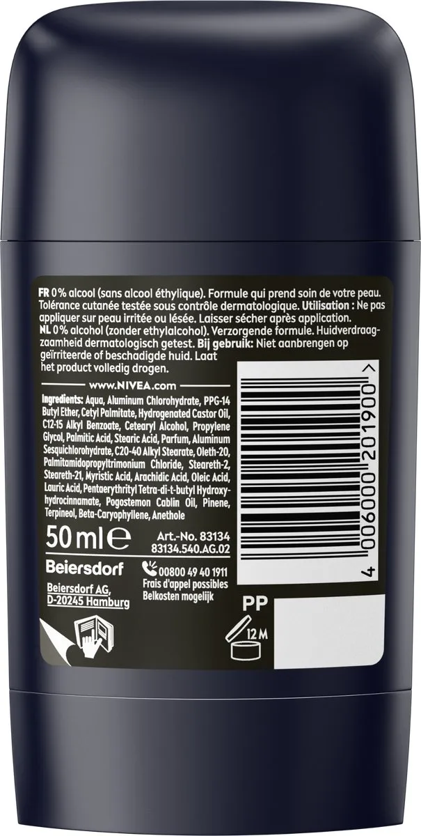 NIVEA MEN Black & White Invisible Anti-transpirant Stick - 250ml - afbeelding 6 van 6