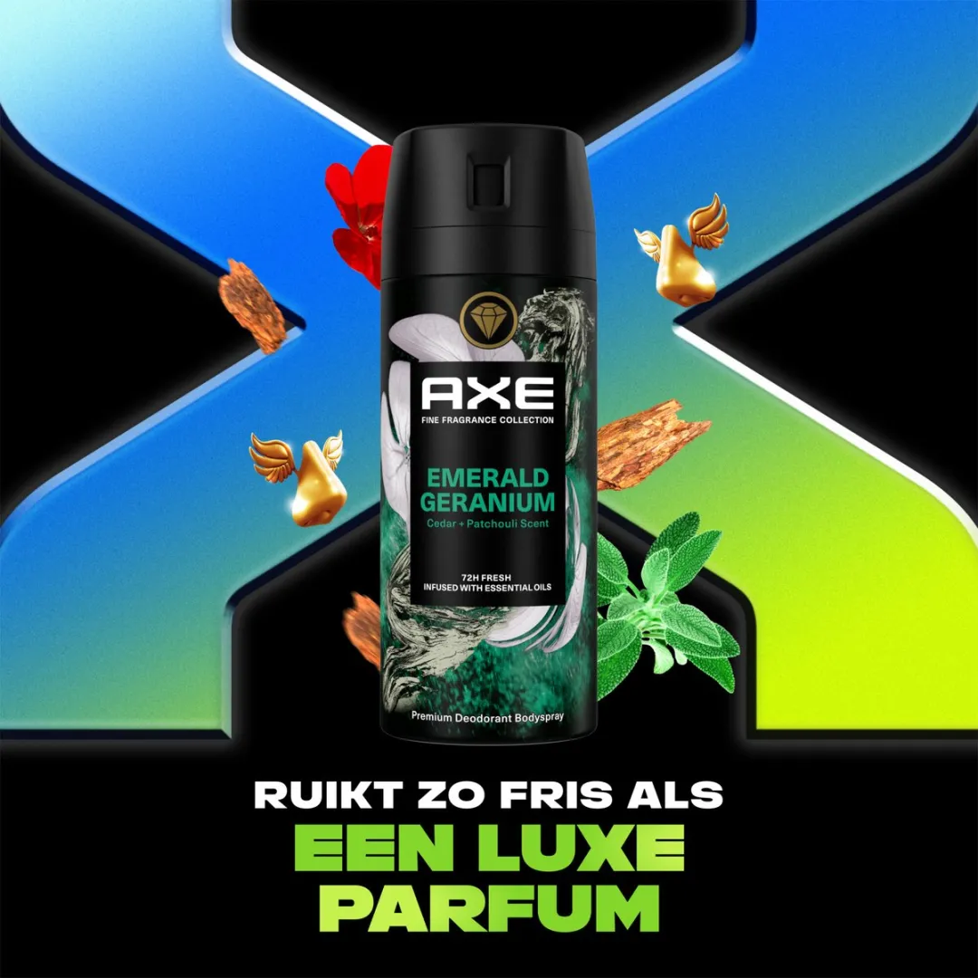 Axe Premium Deodorant Bodyspray Fine Fragrance Emerald Geranium - 6x150ml
