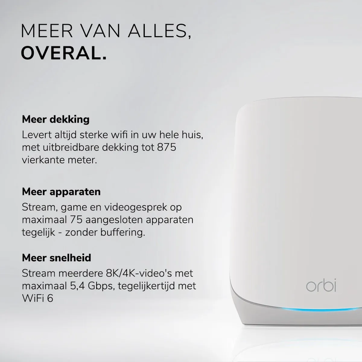 NETGEAR Orbi RBK762S - Mesh WiFi - WiFi Versterker - WiFi 6 - 5400 Mbps - Tri-Band - 2-Pack