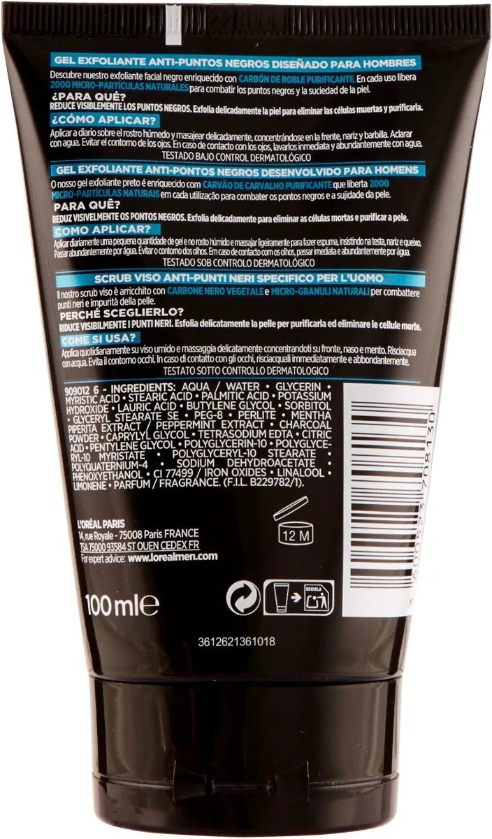 L'Oréal Paris Pure Charcoal Gezicht Exfoliator 100ml