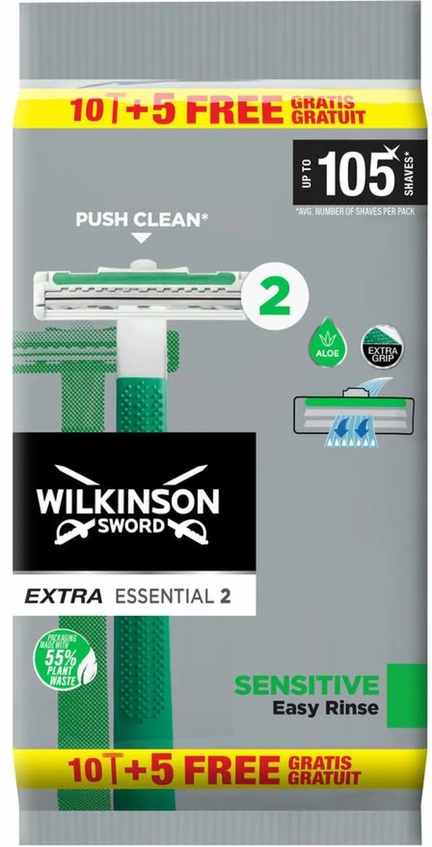 Wilkinson Sword Extra Essential 2 Wegwerpscheermesjes - 15 Stuks