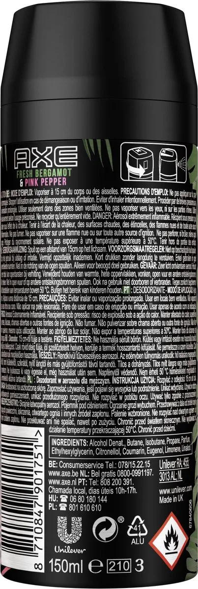 Axe Wild Fresh Deodorant Bodyspray - 6x150ml - afbeelding 6 van 6