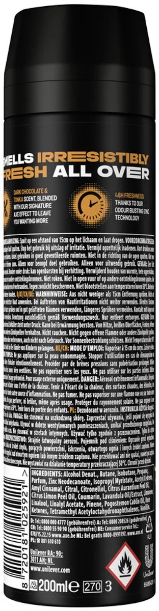 Axe Dark Temptation Deodorant Spray 200ml - 12 Stuks