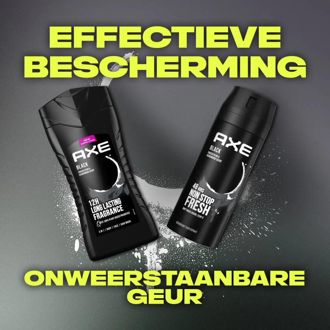 Axe Black 3-in-1 Douchegel & Bodyspray - 800ml (4x200ml)