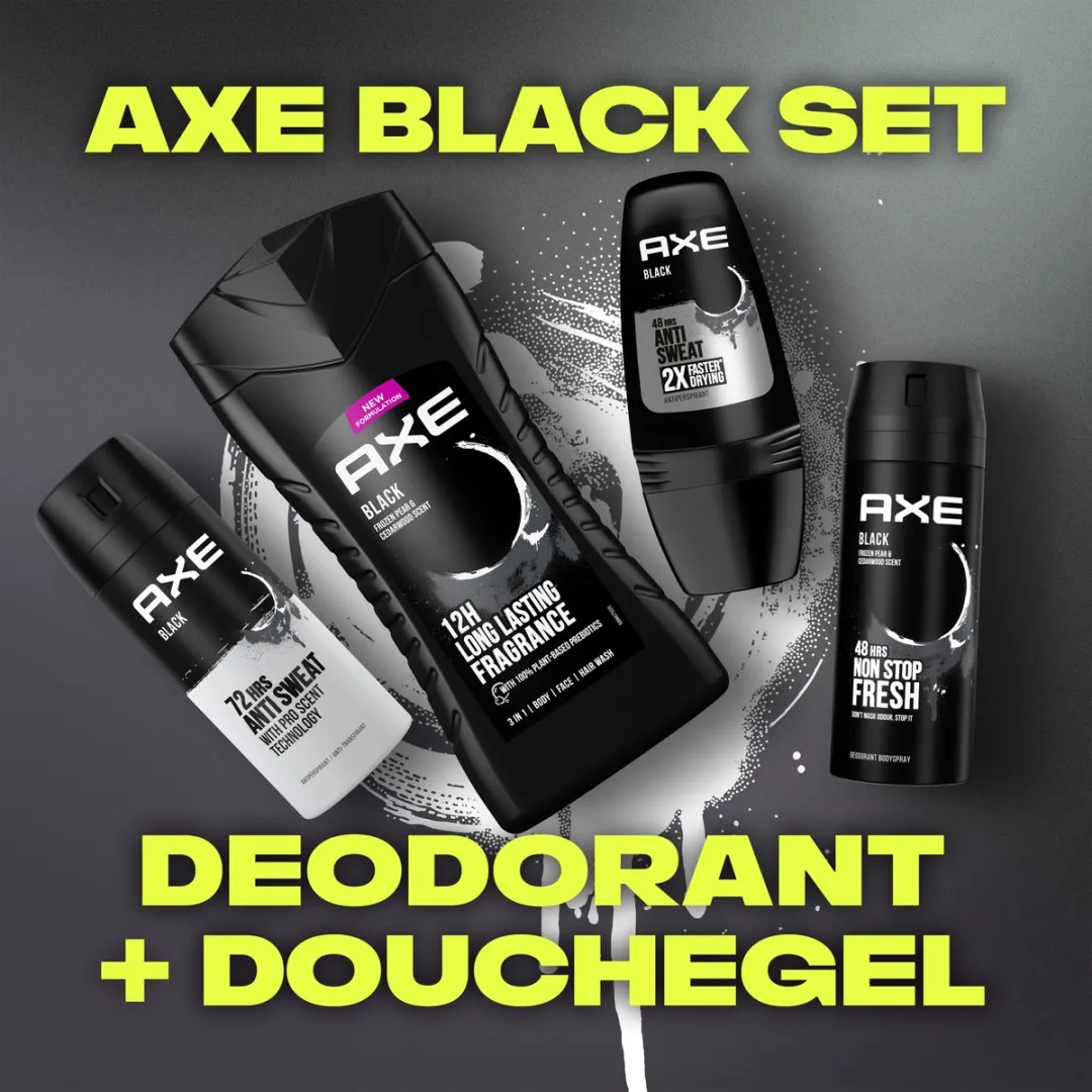 Axe Black 3-in-1 Douchegel & Bodyspray - 800ml (4x200ml)