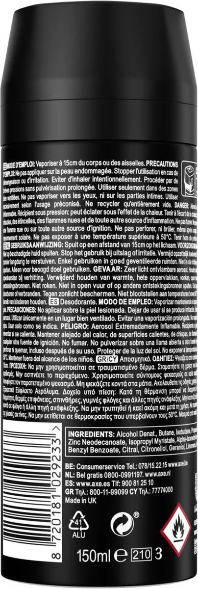 Axe Black 3-in-1 Douchegel & Bodyspray - 800ml (4x200ml) - afbeelding 6 van 6