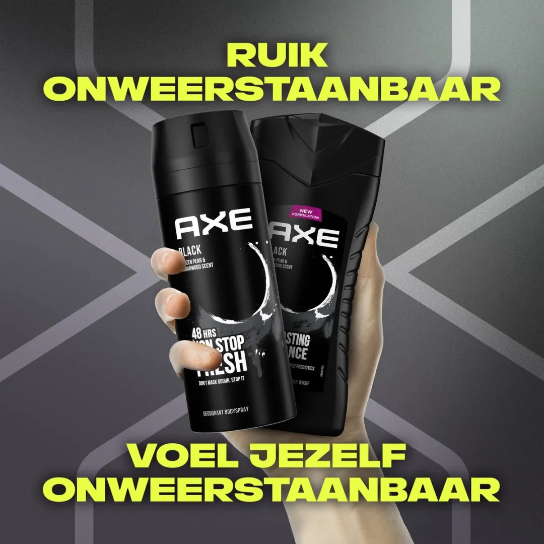 Axe Black 3-in-1 Douchegel & Bodyspray - 800ml (4x200ml)