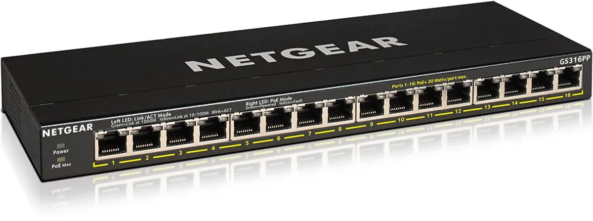 Netgear GS316PP 16-Poort PoE Switch - 16x PoE 1Gbps