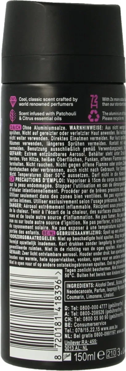Axe Purple Patchouli Deodorant Spray 150ml