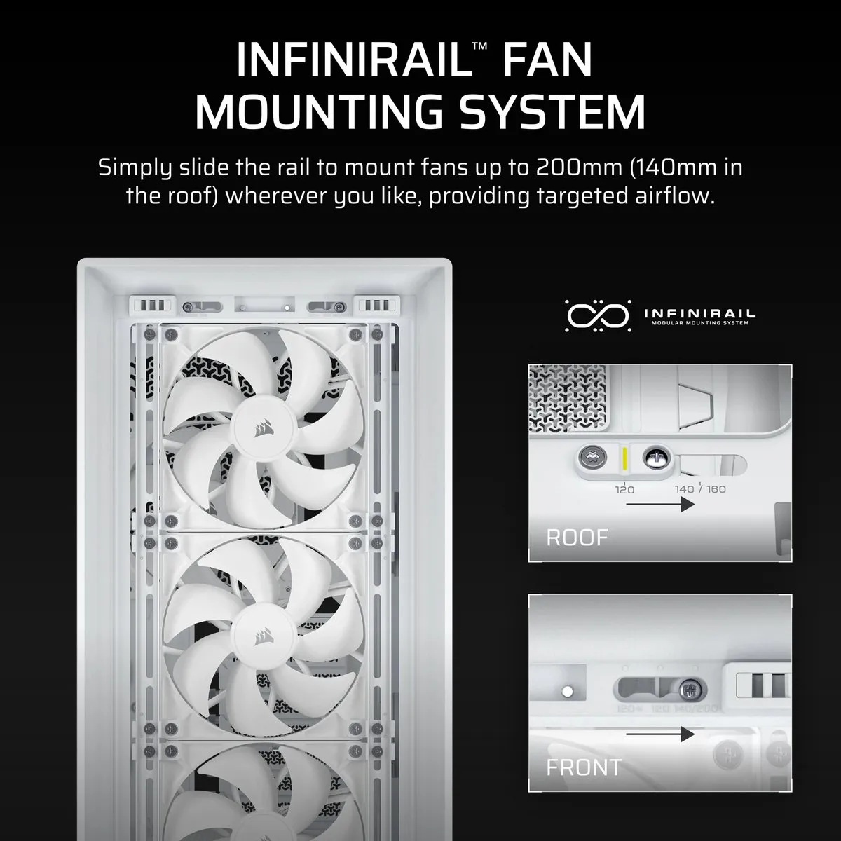 Corsair FRAME 5000D RS Midtower ATX - Wit - 4x RS140 Ventilatoren
