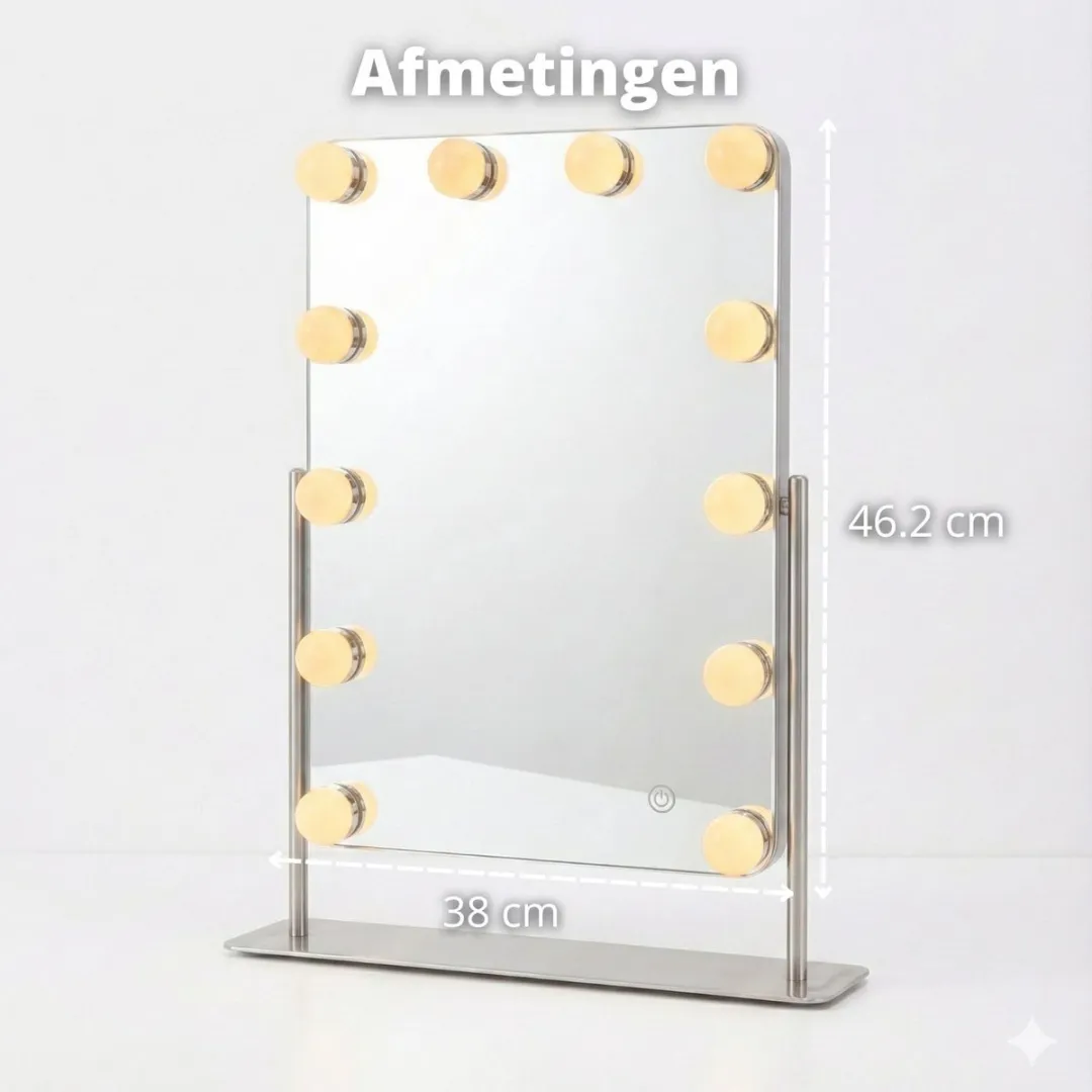 FlinQ Hollywood Spiegel 50cm - 12 LED Verlichting - Chrome