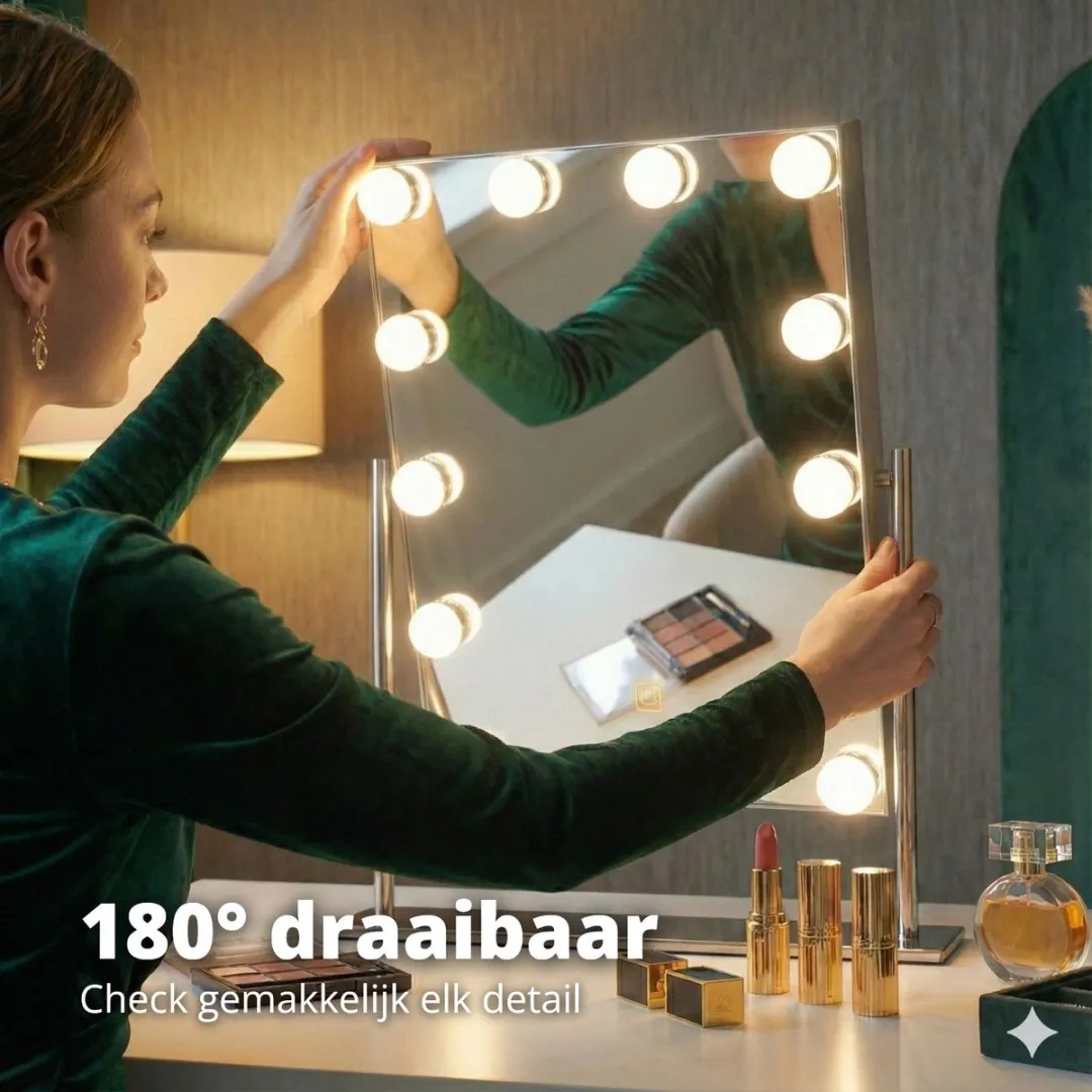 FlinQ Hollywood Spiegel 50cm - 12 LED Verlichting - Chrome - afbeelding 6 van 6