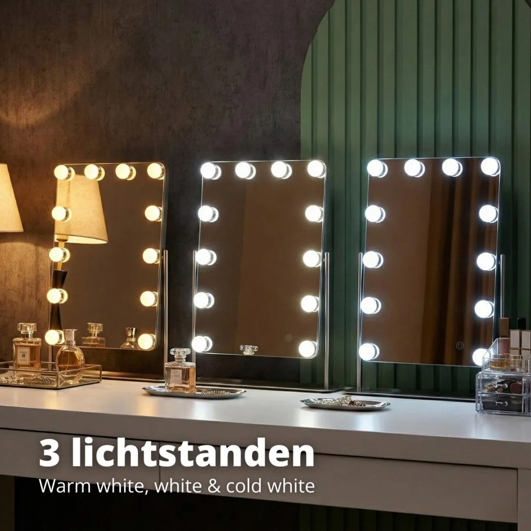 FlinQ Hollywood Spiegel 50cm - 12 LED Verlichting - Chrome