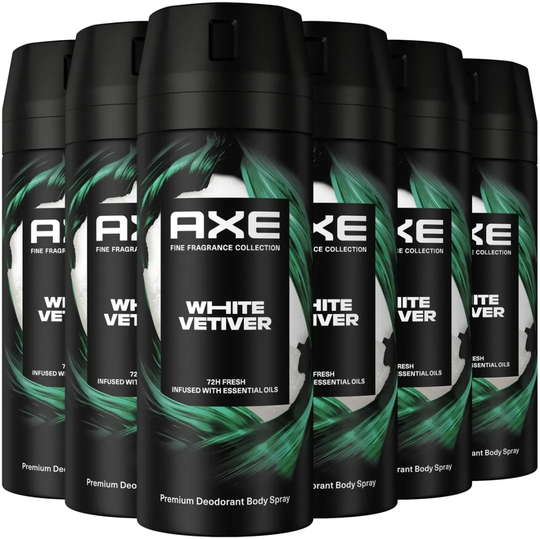 Axe White Vetiver Bodyspray - 6x150ml