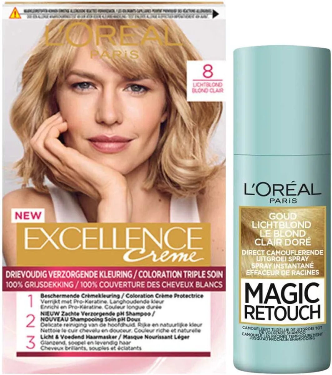 L'Oréal Paris Excellence Lichtblond Haarverf + Uitgroeispray