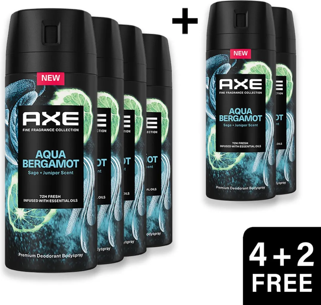 Axe Deodorant Man Fine Fragrance Spray Aqua Bergamot - 6x150ml - afbeelding 6 van 6