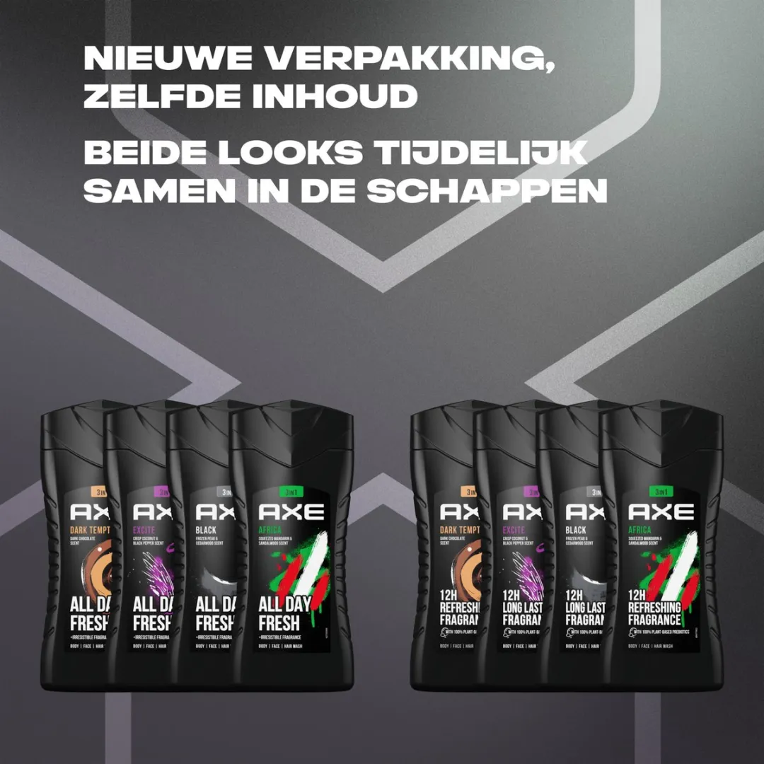 Axe 3-in-1 Douchegels - 4x250ml - Africa/Black/Dark Temptation/Excite