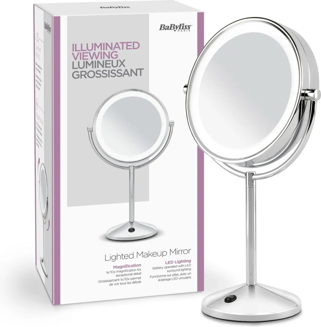 Babyliss Verlichte Make-Up Spiegel 9436E - 10cm - Chroom/Zilver - afbeelding 6 van 6