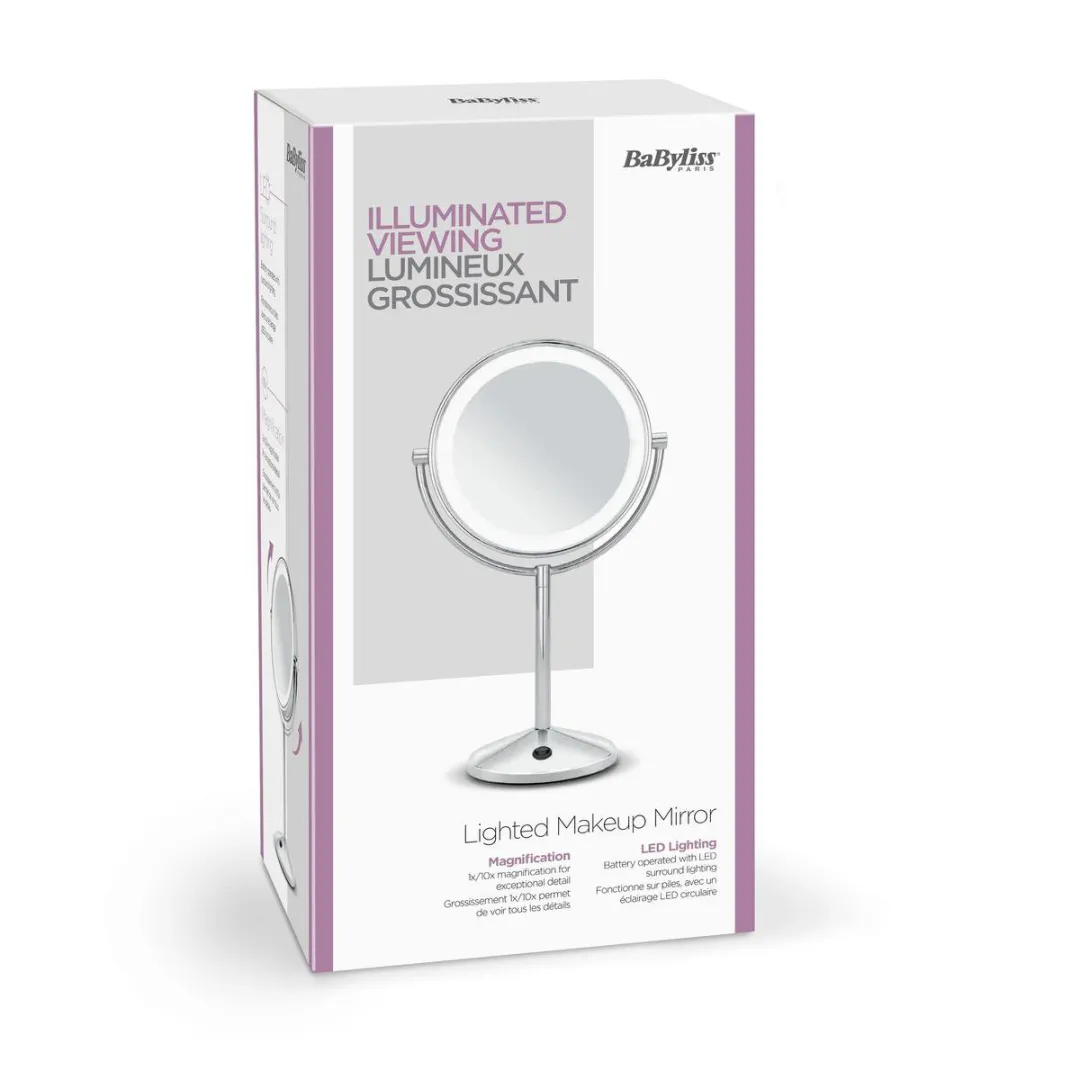 Babyliss Verlichte Make-Up Spiegel 9436E - 10cm - Chroom/Zilver