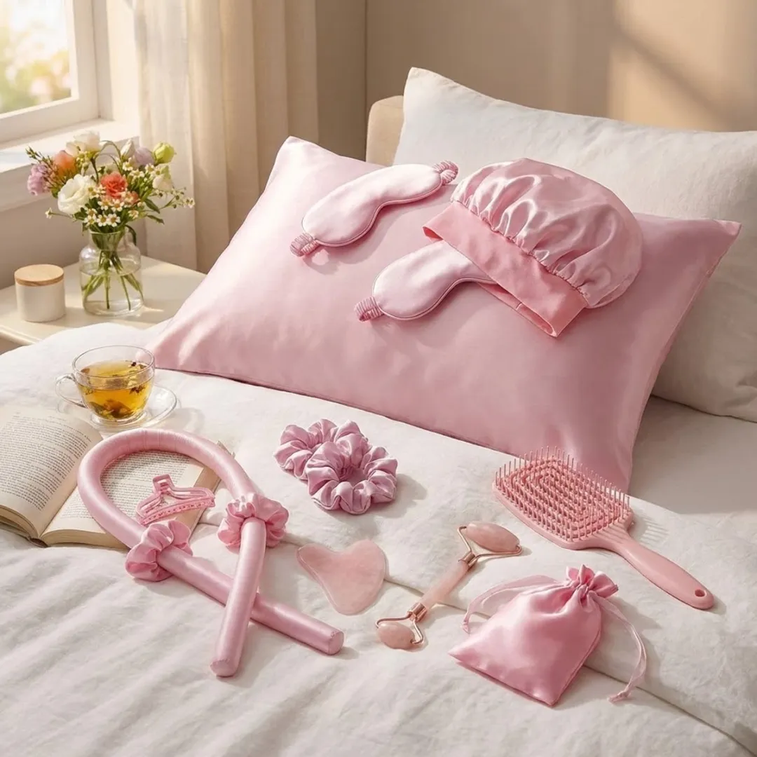 NUVEX Roze Haaraccessoires Set 13-delig - Slaapmasker & Borstel