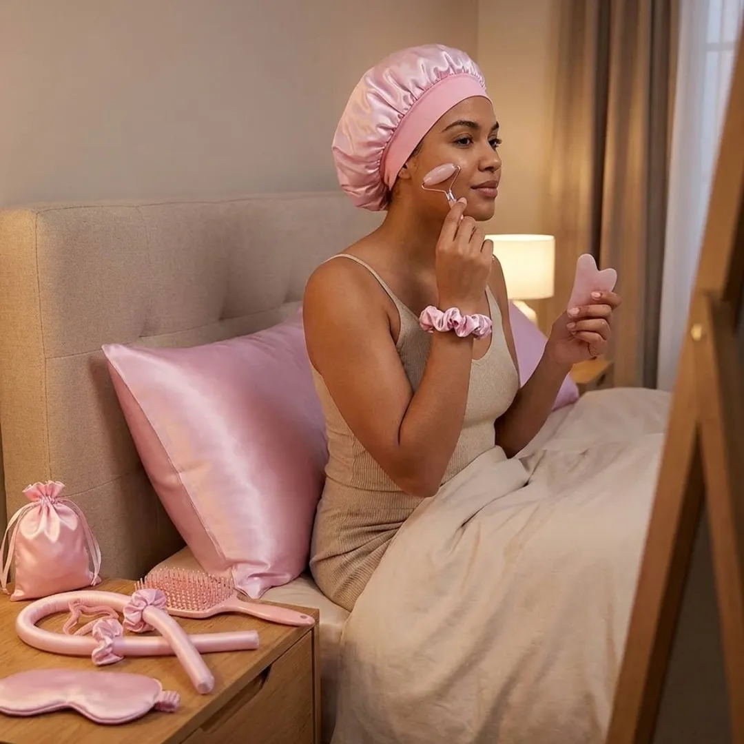 NUVEX Roze Haaraccessoires Set 13-delig - Slaapmasker & Borstel