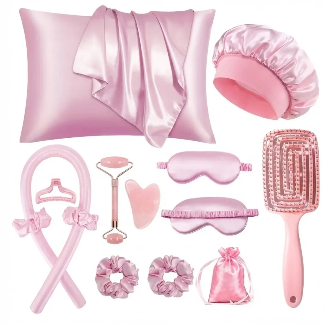 NUVEX Roze Haaraccessoires Set 13-delig - Slaapmasker & Borstel