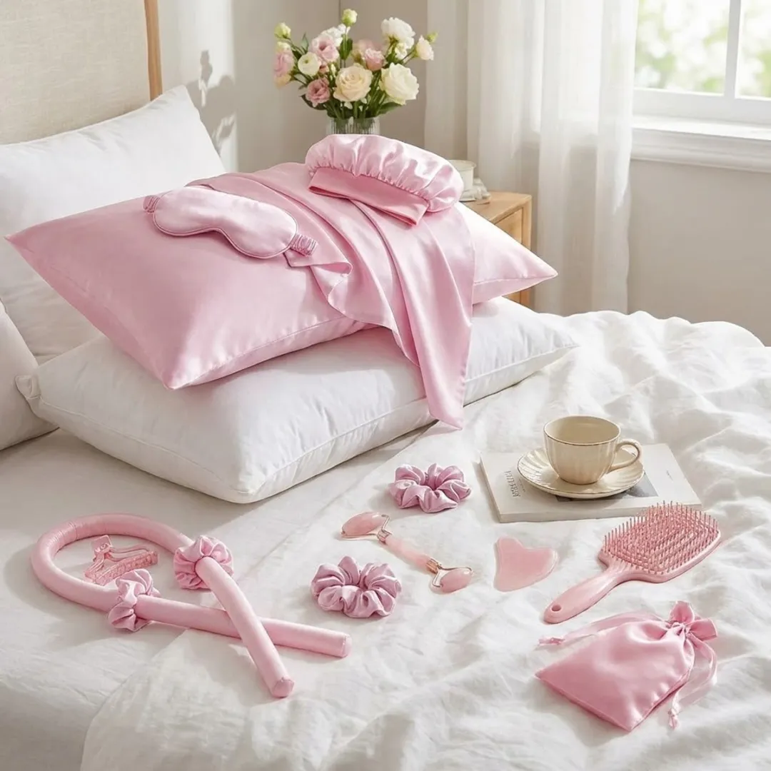 NUVEX Roze Haaraccessoires Set 13-delig - Slaapmasker & Borstel
