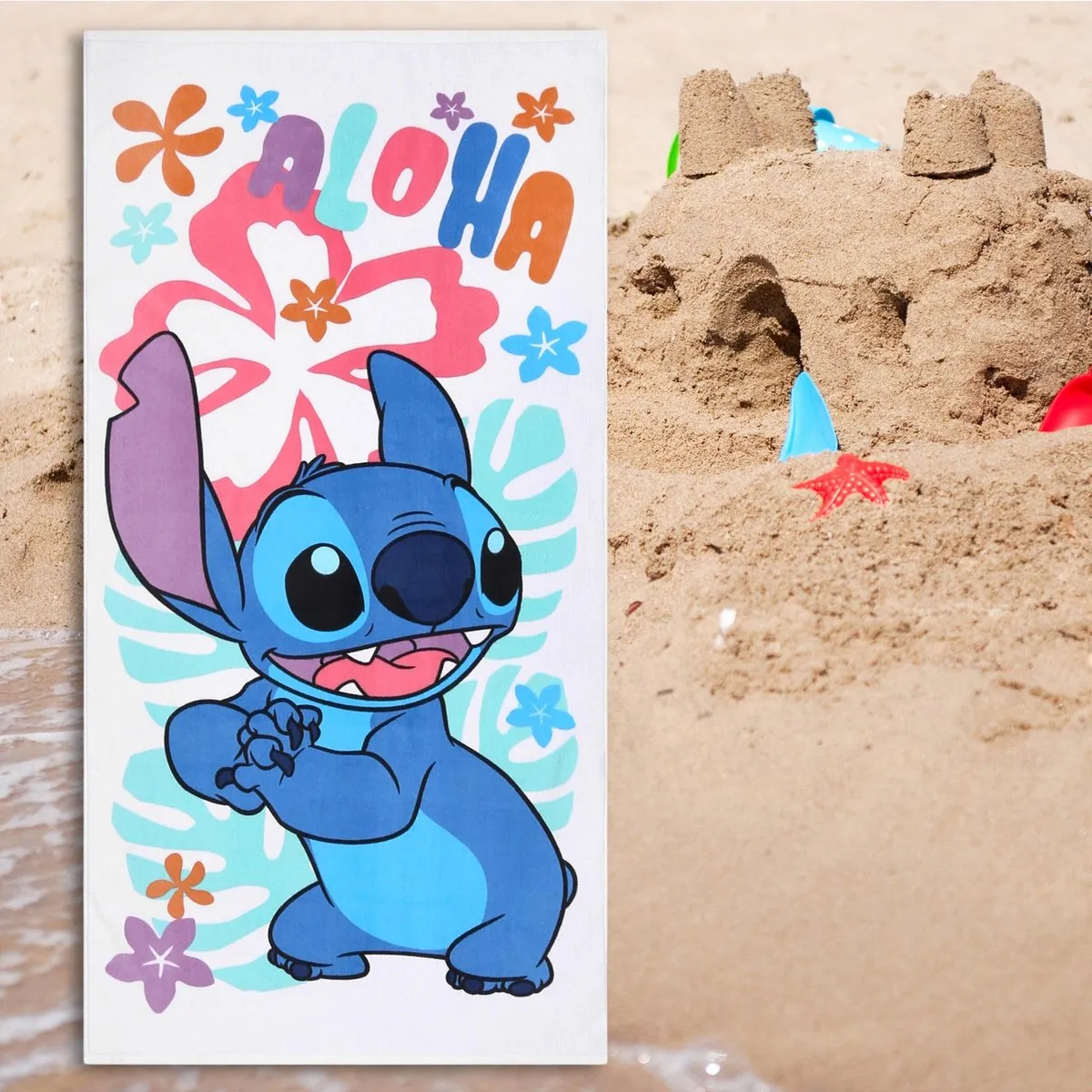 Disney Stitch Aloha Handdoek 70x140cm - Wit - afbeelding 3 van 6