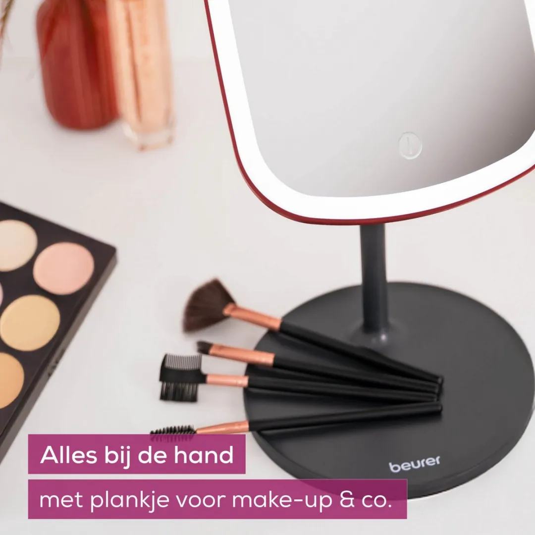 Beurer BS 47 Limited Edition Make-up Spiegel 15x21cm - LED Verlichting - Oplaadbaar - Bordeauxrood/Zwart