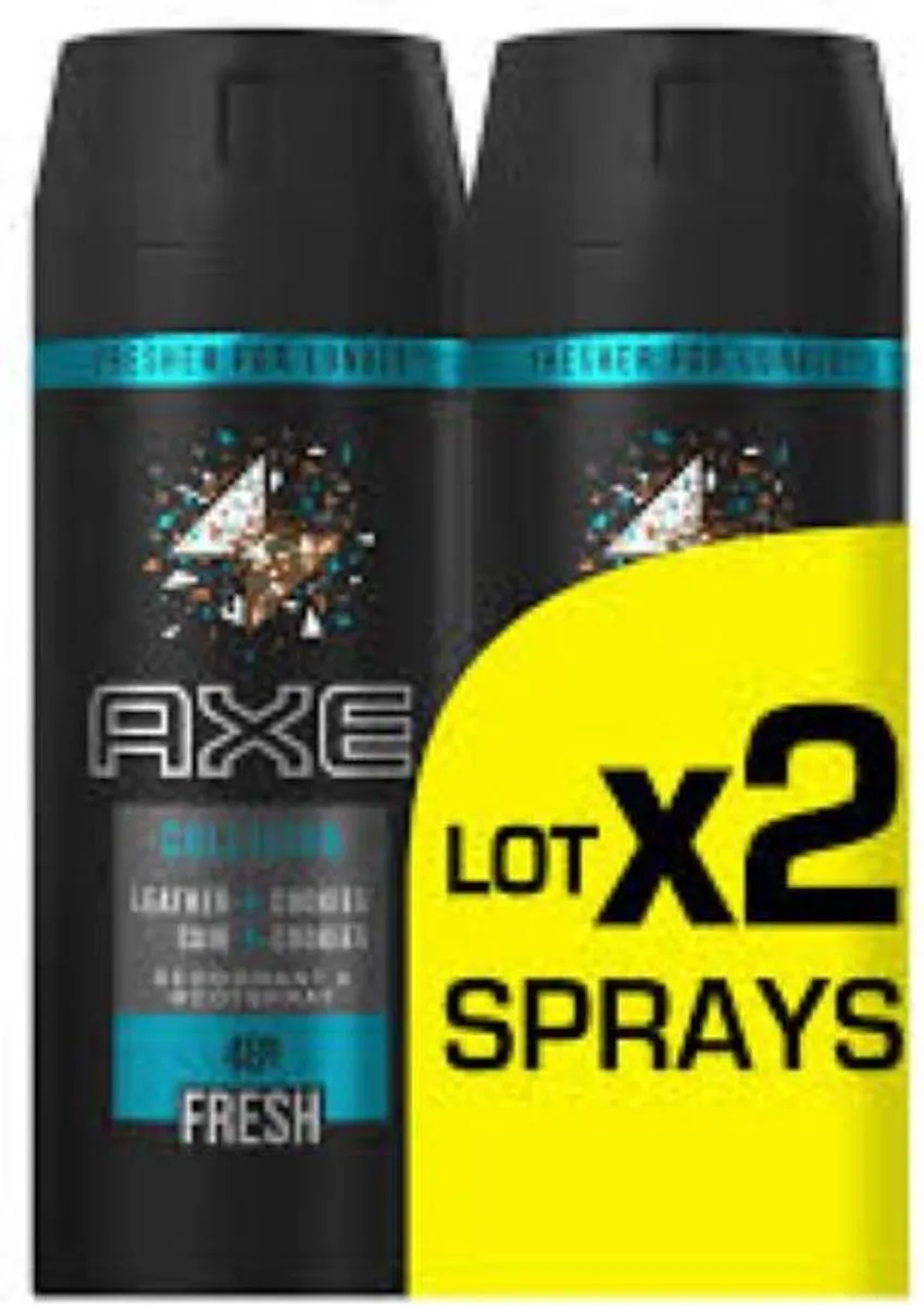 Axe Deospray Collision Leather & Cookies 300ml - 2 Stuks