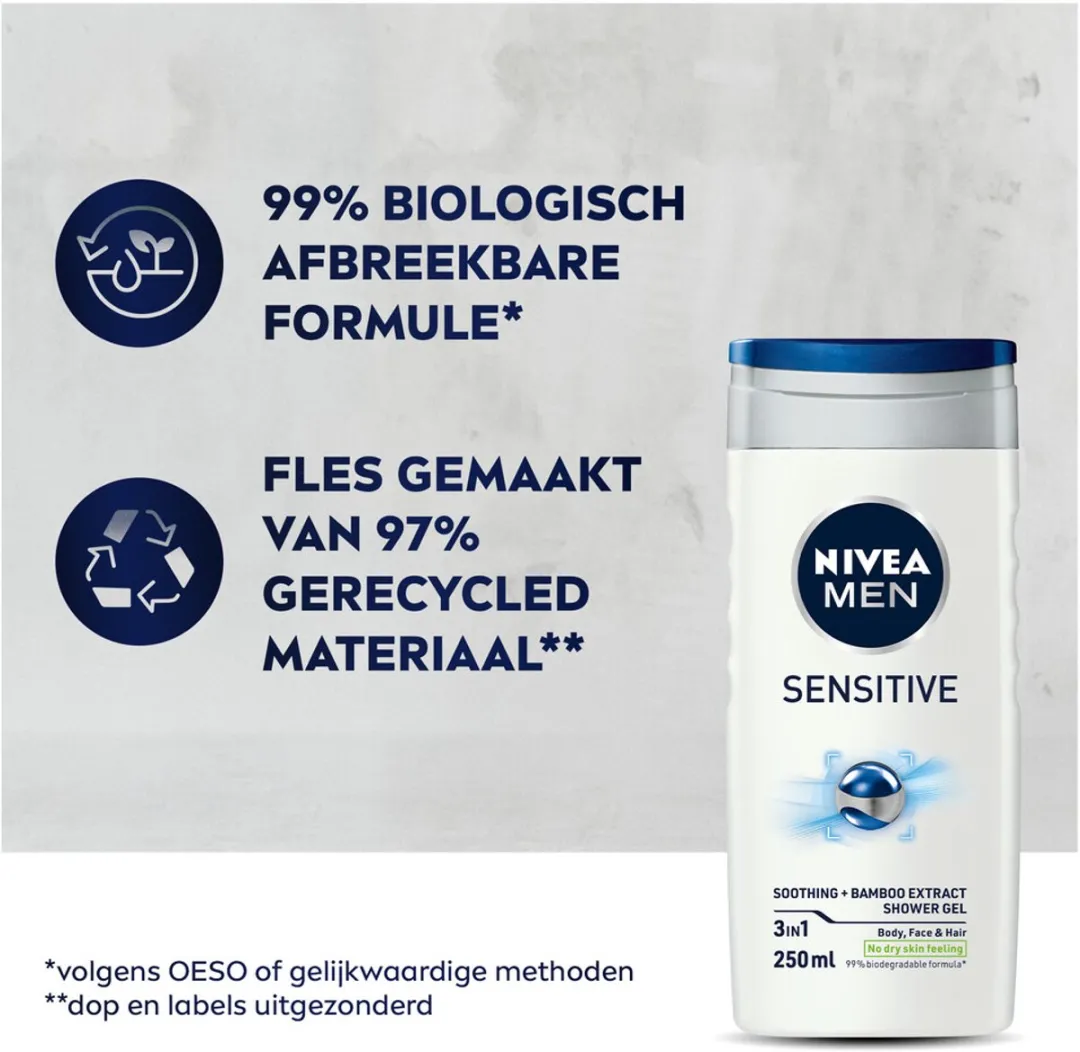 NIVEA Men Douchegel Sensitive 250ml - 3 Stuks