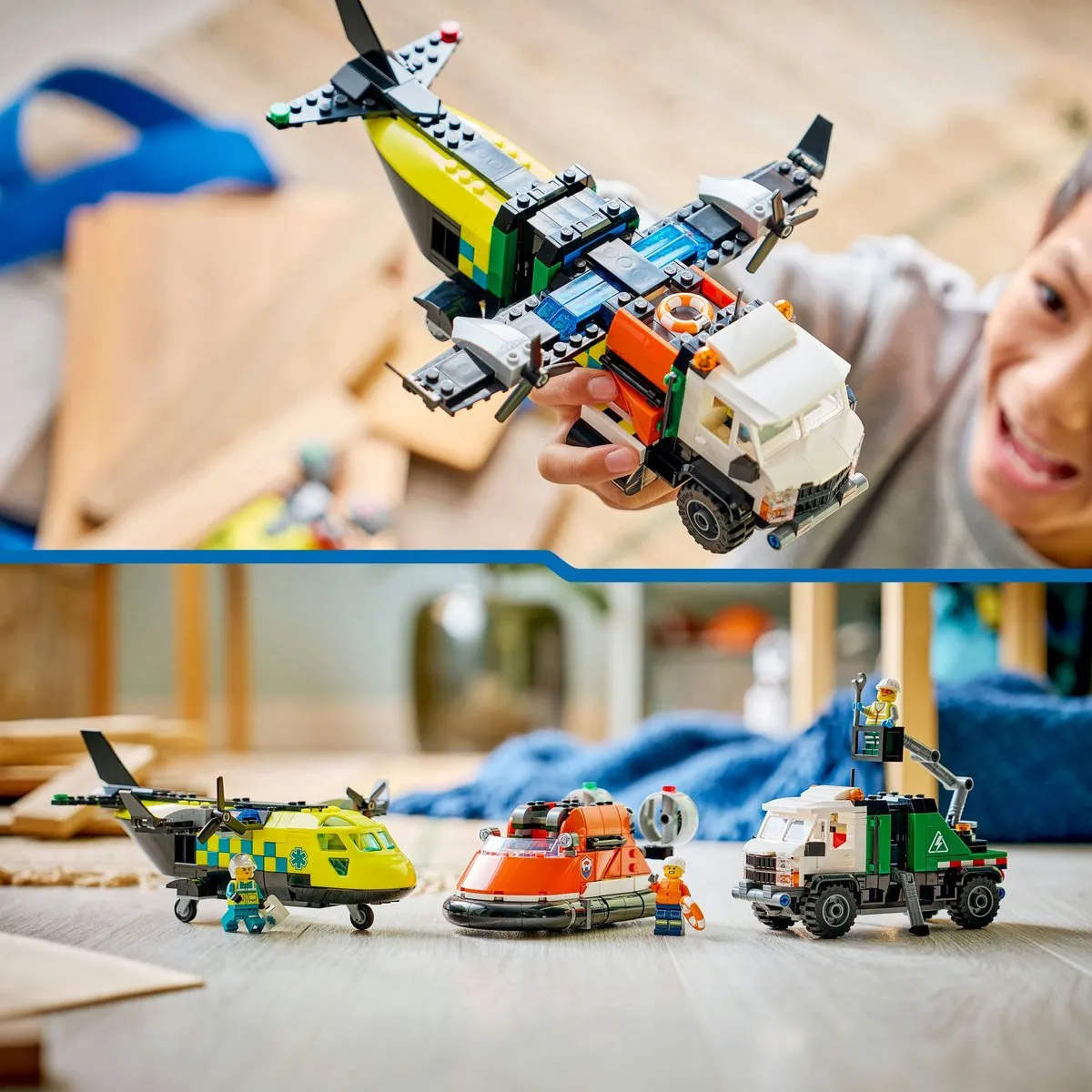 LEGO City 60505 Vliegtuig Onderhoudsvoertuig Luchtkussenboot - 990 Stukken - 3 Minifiguren - Multicolor