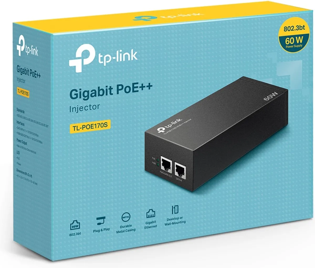 TP-Link TL-POE170S PoE Injector - 1x Gigabit Ethernet - Zwart