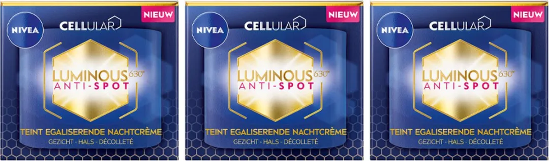 NIVEA Luminous 630 Nachtcrème Anti-Spot - 3x50ml