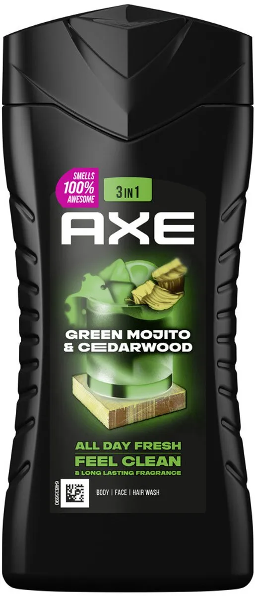Axe 3-in-1 Douchegel Green Mojito & Cedarwood 1500ml (6x250ml)