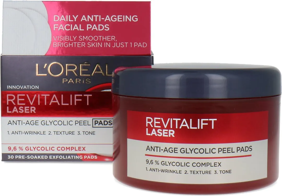 L'Oréal Revitalift Laser Glycolic Peel Pads 30 Stuks