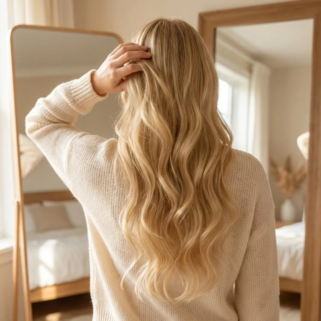 NuveX Clip-in Haar Extensie Wavy Vlas Gouden