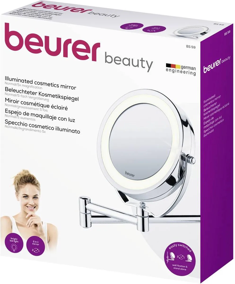 Beurer BS 59 Make-upspiegel - 5x Vergroting - Ø11cm - Chroom