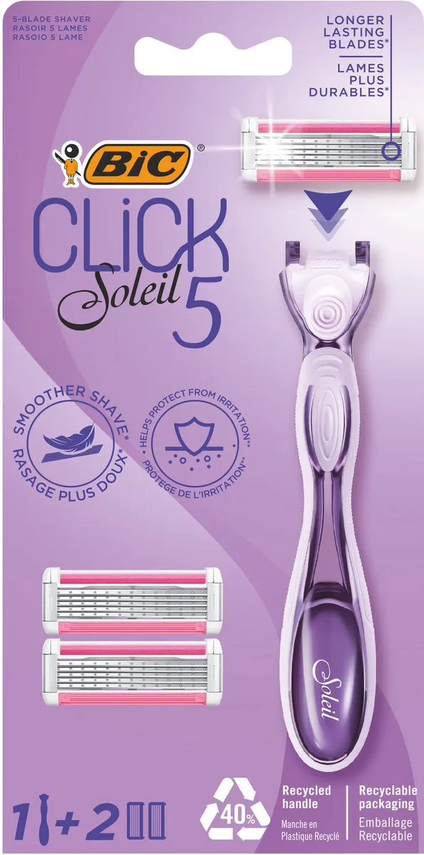 Bic Click 5 Soleil Dames Scheermes - 5 Bladen - 2 Navullingen - Paars