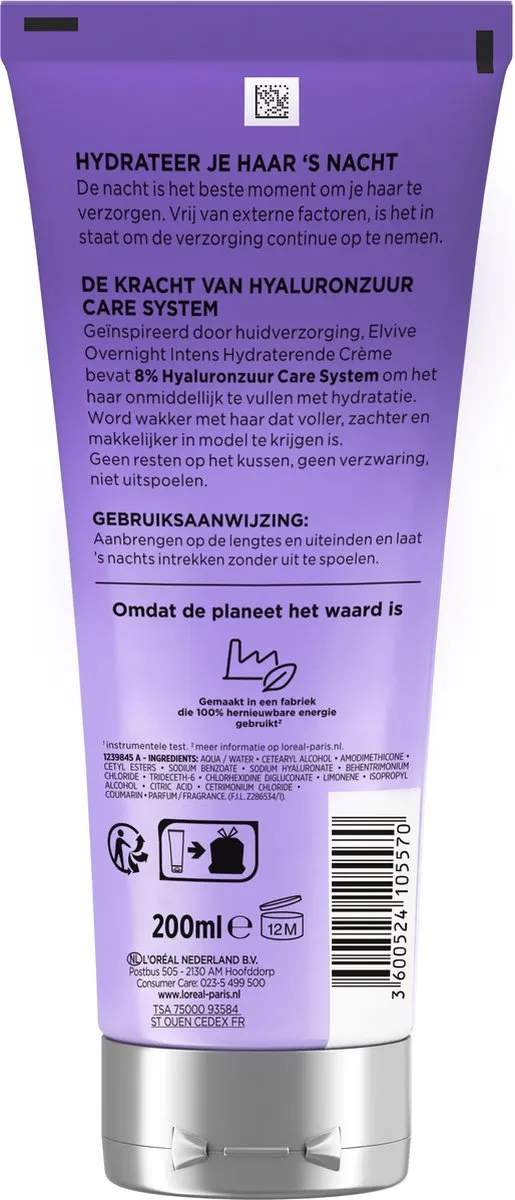 L'Oréal Paris Elvive Hydra Hyaluronic Overnight Cream 200ml