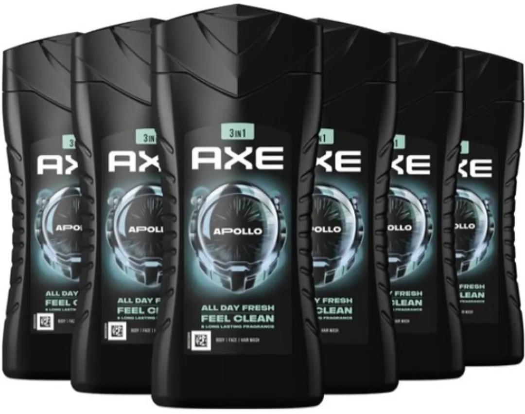 Axe Apollo 3-in-1 Douchegel Facewash Shampoo - 2400ml (6x400ml)