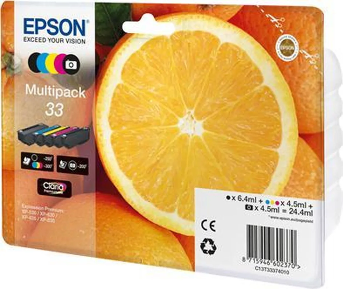 Epson 33 C13T33374510 Inktcartridges - 250 Stuks - Multicolor