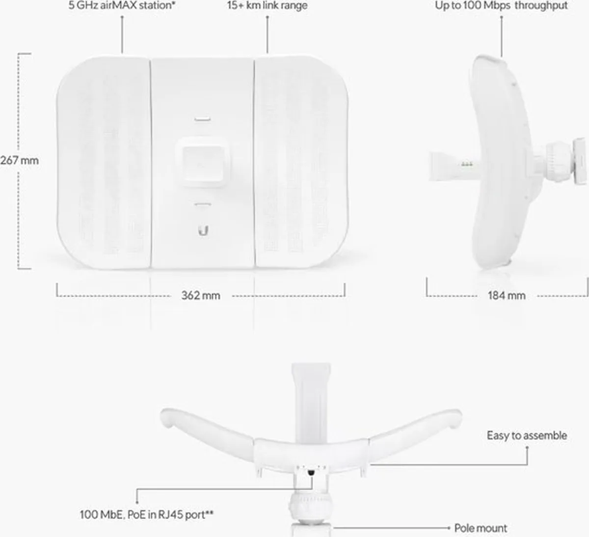 Ubiquiti airMAX LiteBeam M5 LBE-M5-23 Access Point - 5GHz Wit