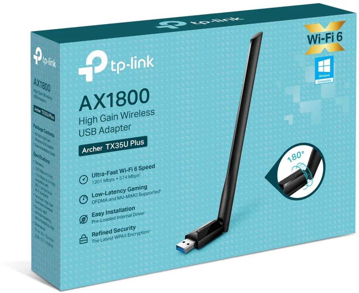 TP-Link Archer TX35U Plus WLAN Router - 4x Ethernet - Zwart