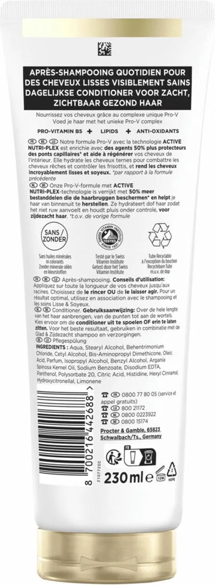 Pantene Conditioner Smooth & Sleek 230ml - 6 Stuks