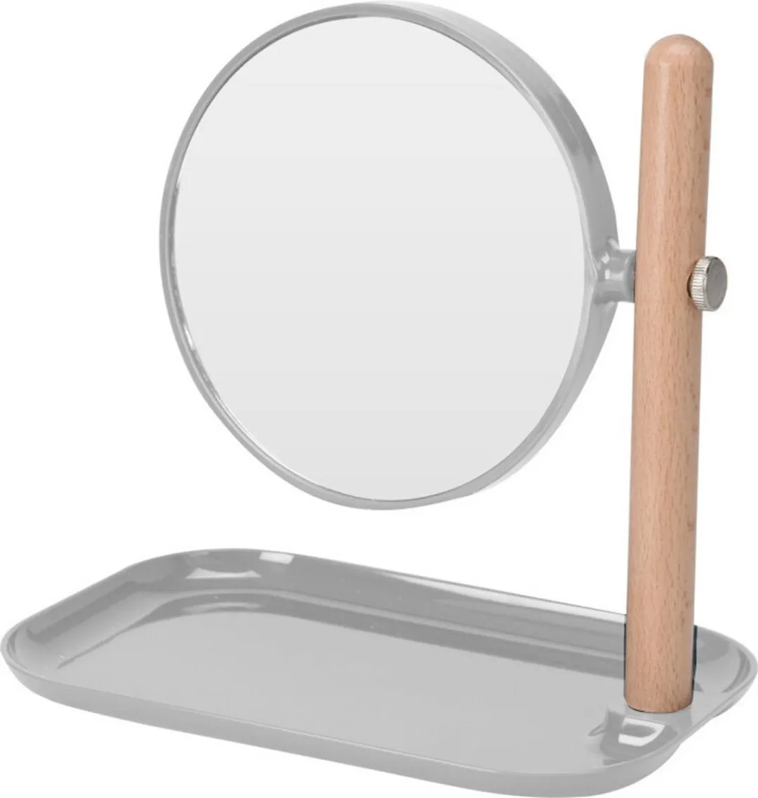 Excellent Houseware Make-up Spiegel Rond Lichtgrijs 22x14cm