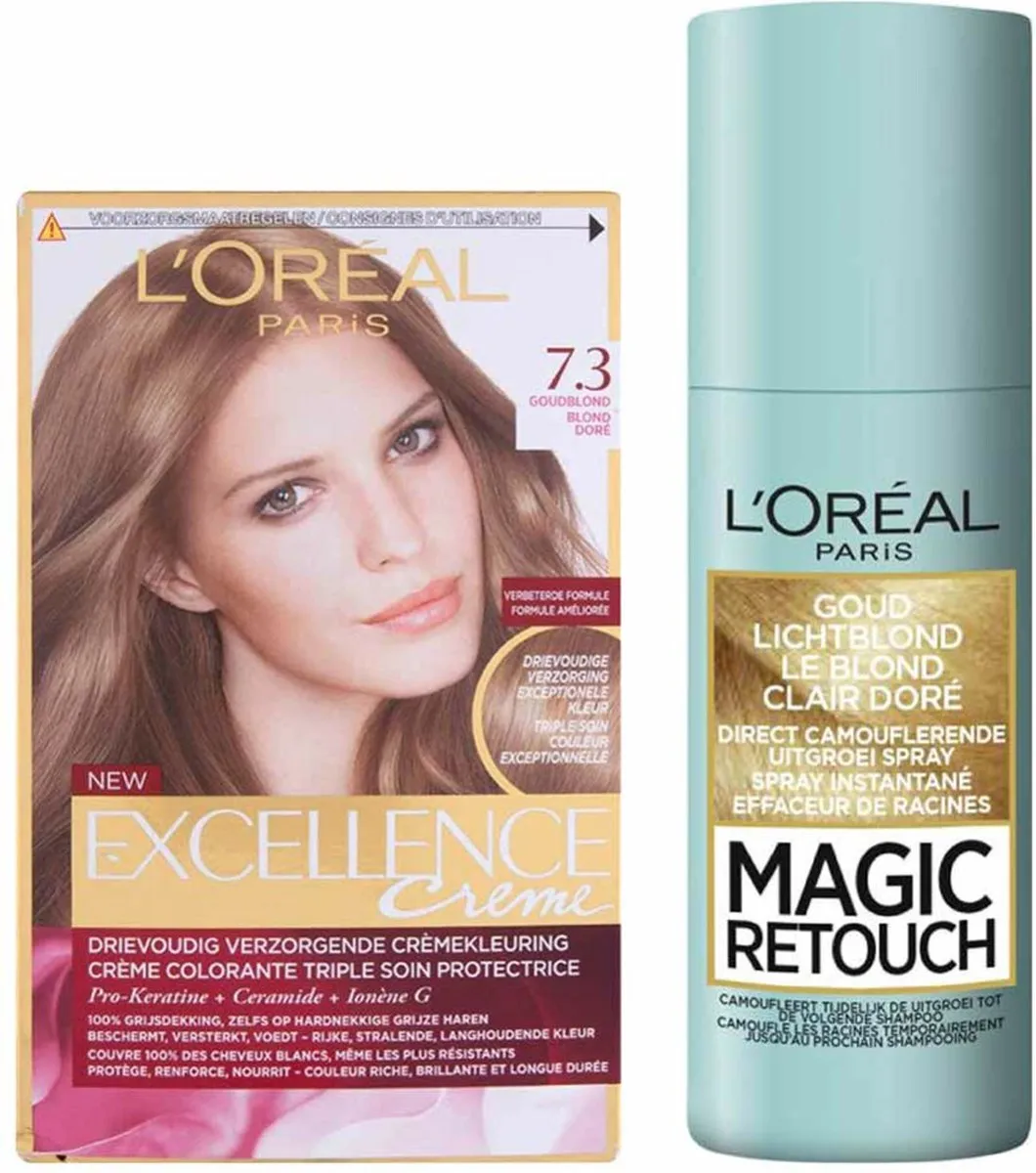L'Oréal Paris Excellence Crème Haarverf 7.3 Goudblond + Magic Retouch Uitgroei
