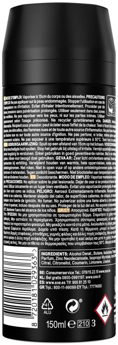 Axe Dark Temptation Deodorant Spray 150ml - 15 Stuks