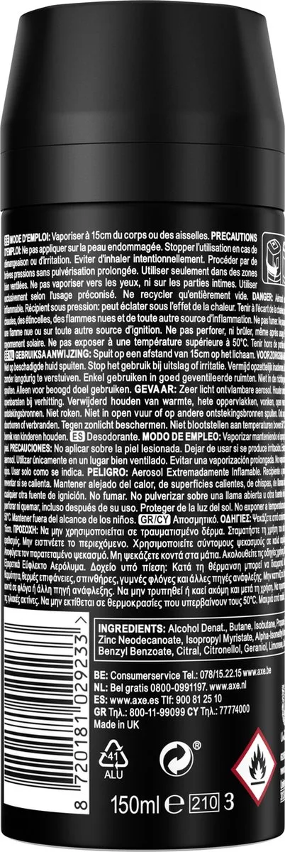 Axe Black Deodorant Bodyspray - 6x150ml